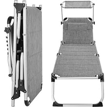TecTake 800813 Sdraio da Spiaggia, Schienale Regolabile in 6 Posizioni, Parasole Regolabile, Cuscino, Trasportabile, Lettino da Giardino Relax Esterno (Grigio-mélange)
