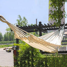 liangzishop Swing Amaca Tassel Lace Hammock Swing Canvas Bianco Doppia Outdoor Portable Camping Swing Garden Garden Hammock Sedia Amaca 78.7x59 Pollici Altalena da Giardino