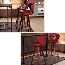GYPPG Sgabello Bar Girevole per Interni con Schienale e Gambe in Legno per Cucina di casa, Moderno, Contemporaneo - Altezza Pub - Sedile Imbottito in Pelle PU