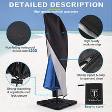 TEEHON Coperture per Ombrelloni Impermeabile 420D Tessuto Oxford & UV50 + Cantilever Patio Ombrellone a Banana con Cerniera Protezione per ombrellone da Giardino Grande con Coulisse & Custodia - Nero