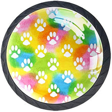Cane animale dell'acquerello Cat Paw Colorful Pomelli per Porta Set di 4 Pomelli per Mobili Manopole per Cassetti Cucina Armadio Vetro