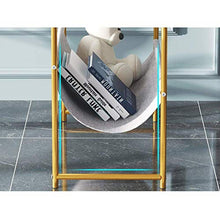 DGHJK Mobili per la casa, tavolino in Finto Marmo Soggiorno Salva Spazio Tavolo angolare Comodino Camera da Letto in Ferro battuto Dorato con portariviste con Custodia, 55x32x60CM