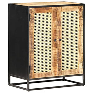 vidaXL Credenza 60x35x75 cm in Legno di Mango Grezzo e Canna Naturale