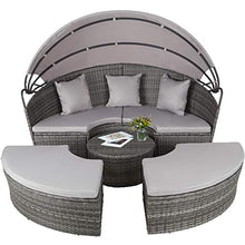 TecTake 800764 Letto Isola Alluminio Rattan, Sdraio Prendisole Arredo Esterno Giardino | Larghezza: ca. 180cm | Disponibile in Diversi Colori (Grau | No. 403422)