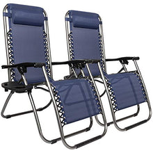 HJYUIK 2 PZ Sedia da Giardino reclinabile con portabicchieri Patio Zero Gravity Sedie a Sdraio Pieghevole Rilasser Sedie reclinabili (Blu) (Consegna di Una Settimana)