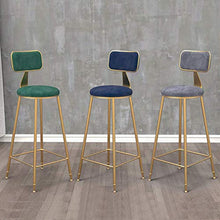 HXCD Sgabello Sedia da Bar, Gambe in Metallo Dorato, Sedile in Velluto Grigio, Sedia da Pranzo Imbottita, Cucina da Bar con Schienale, Peso 200 kg, Altezza Seduta 65/75 cm