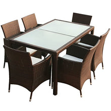 Festnight Set Tavolo Rettangoalre e 6/8 Sedie Poltrone da Giardino Esterno in Poly Rattan Marrone/Nero,Set Mobili da Giardino in Rattan,Set Tavolo e Sedie da Pranzo da Giardino Esterno in Rattan