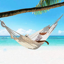 liangzishop Swing Amaca Tassel Lace Hammock Swing Canvas Bianco Doppia Outdoor Portable Camping Swing Garden Garden Hammock Sedia Amaca 78.7x59 Pollici Altalena da Giardino