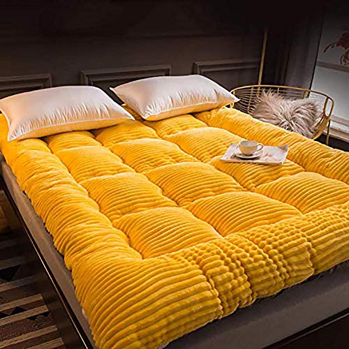 Peluche per Il Latte Materasso,Materasso Futon Pieghevole Addensare Conpertevole Non-Scivolare Caldo Mat Addormentato per Camera Dormitorio Giallo 90x200cm/35x79inch