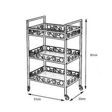 Quattro Ruote portatile strumento di archiviazione Carrello Carrello for ripiani, appendiabiti da terra in ferro battuto bellissimo e facile da pulire appendiabiti for parrucchiere multistrato, 2 colo