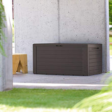 Deuba Baule da Giardino Effetto Legno 120 x 46 x 57 cm Box Contenitore XXL Idrorepellente con Coperchio