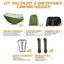 Amaca da Campeggio con Rete Zanzariera 260*140cm Amaca portatile con Zanzariera Capacità di Carico 200kg Traspirante Amaca da Esterno Nylon da Paracadute ad Asciugatura Rapida per Escursioni