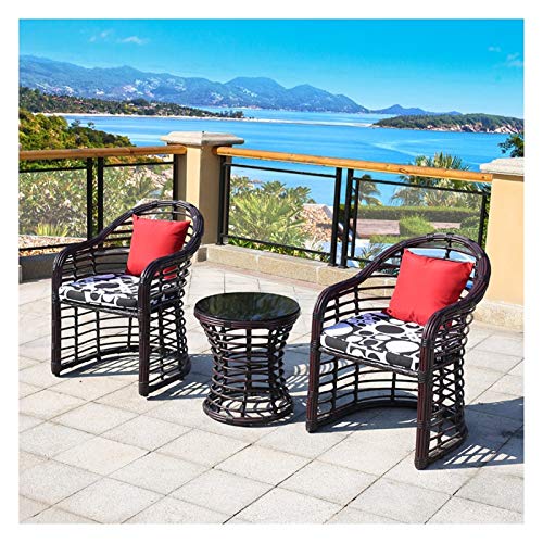 HLZY Tavolo in Vimini in Rattan mobili in Patio e Set Sedia, Patio Mobili da Giardino Tavolo e sedie Set Set di tavolino da caffè con Conversazione per Giardino all'aperto a Bordo Piscina (Color : A)
