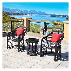 HLZY Tavolo in Vimini in Rattan mobili in Patio e Set Sedia, Patio Mobili da Giardino Tavolo e sedie Set Set di tavolino da caffè con Conversazione per Giardino all'aperto a Bordo Piscina (Color : A)