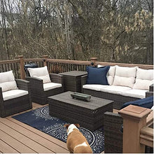 MengFeiNi 6 Pezzi 7 Sedili Patio per Esterni Furniture Conversazione Set di Conversazione PE Rattan in Vimini Divano in Vimini Loveseat Sedia Sedili Sedili con Cuscini E Tavolo