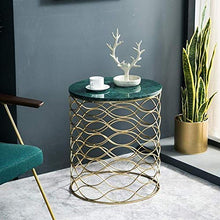 TONG HXF- Tavolino da caffè Oro Piccolo Tondo di Marmo Struttura Tabella Creative Design Hollow di Lusso sul Suo Meglio Durevole (Color : Green)