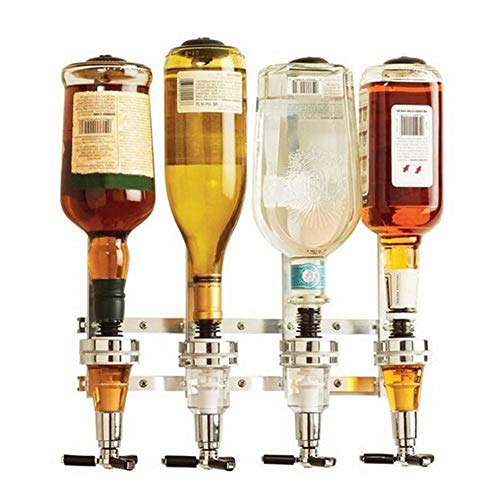 HONUTIGE - Distributore di vino a 4 bottiglie, con supporto da parete per bottiglie di liquori, a molla a testa in giù, dispenser di liquori, porta bevande ottiche, per casa, bar, KTV, night club