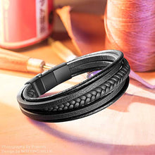 Notting Hill Bracciale Uomo Bracciale in Pelle Intrecciata Braccialetti in Polsino da Polso Personalizzati Bracciali con Chiusura Magnetica Regali Uomo di Compleanno Regali di Natale