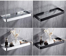 GDFEH Scaffale per Il Bagno Space Cosmetici in Alluminio Rack Scaffale in Vetro temperato in Vetro temperato (Color : Black, Size : 35CM)