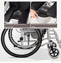 Sedia A Rotelle Pieghevole in Alluminio Portatile, Sedia A Rotelle Semovente per Anziani Pieghevole con WC, Sedia da Viaggio per Anziani con Freni Anteriori E Posteriori A