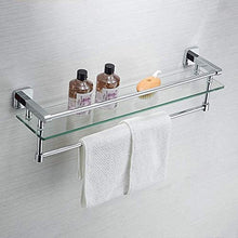 JSONA Mensola in Vetro monostrato per Bagno, toeletta con portasciugamani Bagno Portaoggetti in Rame per Articoli Vari Porta Asciugamani a Parete (Dimensioni: 58 cm)