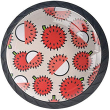 Modello di frutta dolce Rambutan rosso Pomelli per Porta Set di 4 Pomelli per Mobili Manopole per Cassetti Cucina Armadio Vetro