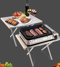 YAMMY Tavolo da Campeggio Pieghevole da 2 Pezzi Tavolo in Acciaio Inossidabile Resistente alla Temperatura Tavolo da Barbecue Portatile Tavolo da Picnic con A Ba (Sedia)