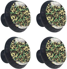 Motivo mimetico verde nero Pomelli per Porta Set di 4 Pomelli per Mobili Manopole per Cassetti Cucina Armadio Vetro