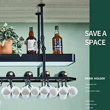 JHGJBJ Cremagliera del Vino Nero con Supporto Light Box Asta Regolabile Bicchiere di Vino Hanging Domestica Vino Rack Multifunzionale (Size : 100cmx35cm)
