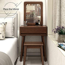 Specchiera Tavolo Cosmetici Con Piazza Specchio & Sgabello Imbottito Vanity Toeletta Da Trucco,Sgabello Donne Camera Da Letto Tavolo Da Trucco Per Le Donne,Con Cassetto Grande-A 60x40x75cm(24x16x30inc