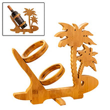BAMBOO CRAFTS Portabottiglia Stabile e Pieghevole in Legno di bambù, Design Palme Adatto per Qualsiasi Bottiglia di Vino Ottimo per Far Risaltare La Bottiglia e Rallegrare Soggiorni E Cucine