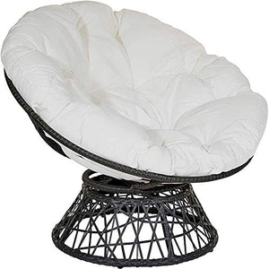 Yxxc Cuscino per Sedia papasan, Impermeabile, Comodo, Rotondo, Appeso all'uovo, Amaca, Imbottitura per Sedia, Cuscini per Seduta, con Lacci, per Esterno, Patio, Giardino, Bianco D130cm