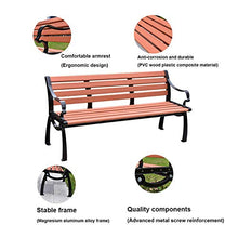 Panchina da giardino per terrazza all'aperto, sedia da parco, struttura in legno massello anticorrosivo e alluminio pressofuso, sedia da portico resistente alle intemperie, panca lounge da esterno