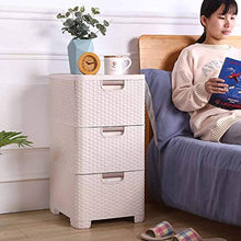 Contenitore rettangolare a 3 cassetti con 3 cassetti in effetto rattan, dimensioni circa 40 x 35 x 68 cm, beige