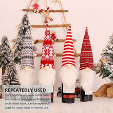 Amosfun 4 Pezzi Copri Bottiglia di Vino di Natale Gnomi Decorazioni per Bottiglie di Vino Forniture per Feste di Natale Gnomi Ripieni Bambole di Santa Elfo
