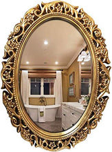 HFFFHA Specchio cosmetico per Il Bagno - Specchio retrò Europeo - Specchio ellittico - Specchio Decorativo - Specchio da Parete per Bagno - Cornice PU