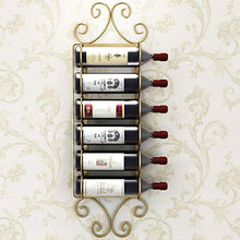 Organizza la Cucina Porta Vino Dorato 6 Bottiglie | Portabottiglie per Vino a Parete in Ferro battuto | Espositori della Decorazione della Bottiglia di Vino della mensola del Vino di stoccaggio del