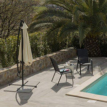 Ombrellone da Giardino Decentrato, Ombrellone Terrazzo, Balcone, Ombrellone Parasole Regolabile, Chiusura a Manovella con Base a Croce, Colore Beige 3 Metri x 2,47 Metri