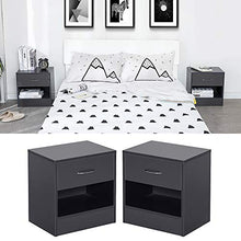 Sarah Comodino con cassetto e vano a Giorno, Camera da Letto, Cameretta Ragazzi, Comodino in Stile Shabby Chic Bianco con Due cassetti e Un ripiano, Bellissimo Comodino（ Nero）