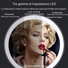 BIGTO Specchio con illuminazione ricaricabile, 3 livelli di luce, orientabile a 90 gradi e dimmerabile touchscreen, specchio cosmetico portatile da viaggio con luci, regalo per ragazze