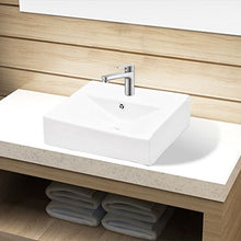 Roderick - Lavabo da bagno in ceramica, con foro di troppopieno, rettangolare, dimensioni: 465 x 320 x 115 mm (L x P x A)