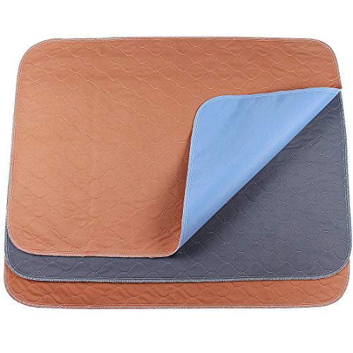 JoyDaog - Cuscinetti lavabili per animali domestici, per cani di piccola taglia, 3 pezzi, impermeabili, per addestramento cuccioli, 2 marrone e 1 grigio, 90 x 60 cm