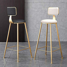 BDLYZ Yxsd - Sgabello da bar in metallo con seduta in ecopelle, per sala da pranzo e sedie con schienale per cucina, pub, caffetteria, casa, cuscino bianco (dimensioni: altezza seduta 65 cm)