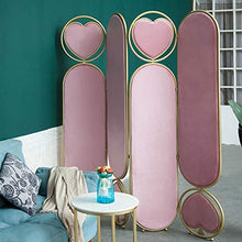 Room Screen Even Paravento Rotondo in Metallo con Decorazione Love Pink, Schermo divisorio in Pelle Scamosciata di Alta qualità, Schermo divisorio con 4 Pannelli Pieghevoli