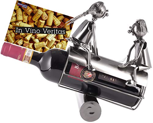 Brubaker Portabottiglie Vino Amanti su Rocker - Oggetto di Decorazione - Supporto per Bottiglie di Metallo - con Biglietto d'Auguri per Il Vino Regalo