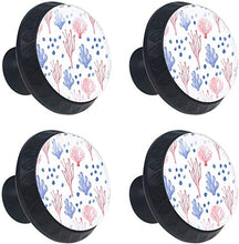 Modello di corallo blu del Mar Rosso dell'acquerello Pomelli per Porta Set di 4 Pomelli per Mobili Manopole per Cassetti Cucina Armadio Vetro