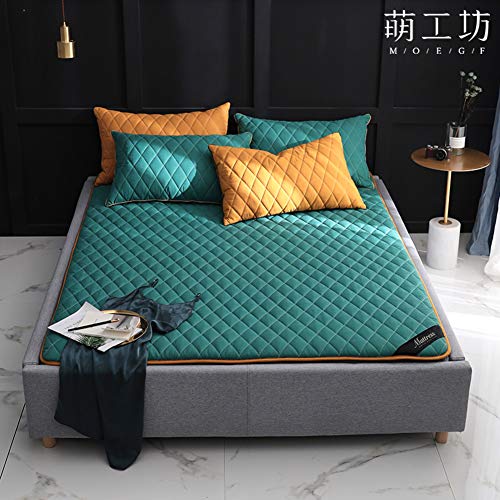 JiaQi Sospensione Pronta Tatami Materasso Piano,Tradizionale Giapponese Shiki Futon Bed Ground,ipoallergenico Lavabile Materasso Pieghevole per Sonno Viaggio-Verde 90x200x5cm(35x79x2inch)
