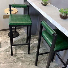 HMM retrò Moderno Sgabelli Bar Sgabello da Bar Verde Scuro Sedie da Bar Square Sedie da Pranzo Similpelle Seduta Imbottita Gambe in Metallo per Casa Cucina E Ristorante/65cm