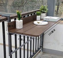 Altezza regolabile Tavolo pieghevole sospeso, balcone Imitazione in legno, Scrivania per laptop Portatile Ringhiera del patio Patio del giardino Tavolo da lettura,Marrone,37 * 100cm