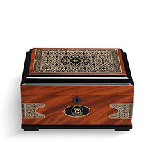 Minmin sigaro umidificato scatola alcolizzata europea retro stampa legno massello di cedro grande capacità 尺寸: 290 * 215 * 150mm accessori del sigaro (Design : A)